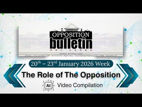 Presentation of the role of the opposition in the week of January 20-23 2026 in the Opposition Bulletin published by the Office of the Leader of the Opposition